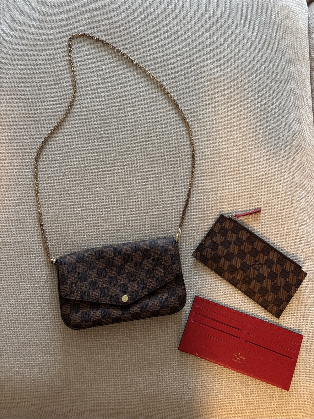 Louis Vuitton Brown Damier Canvas Crossbody with Gold Chain
